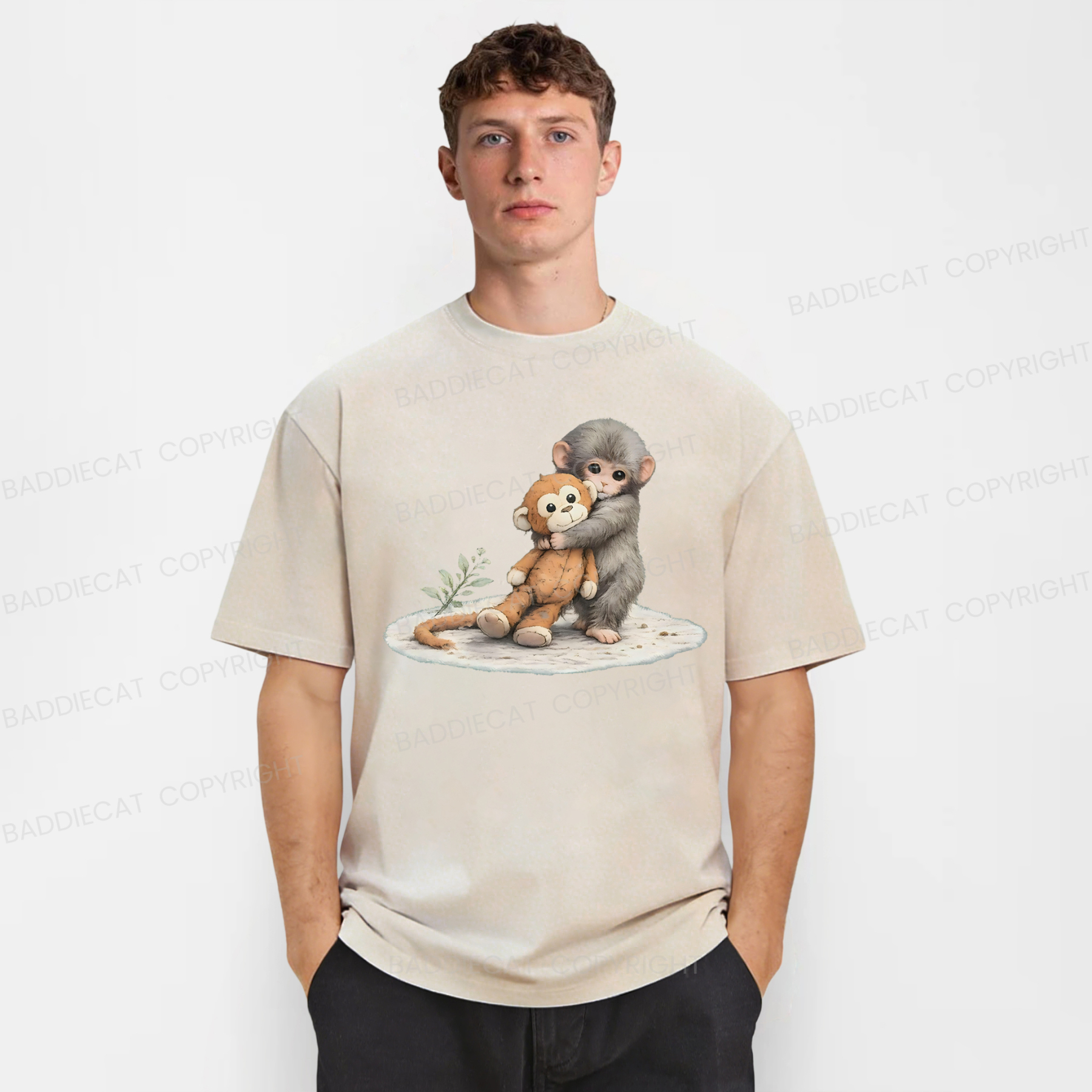 Baddiecat Baby Monkey Punch Washed T-shirt