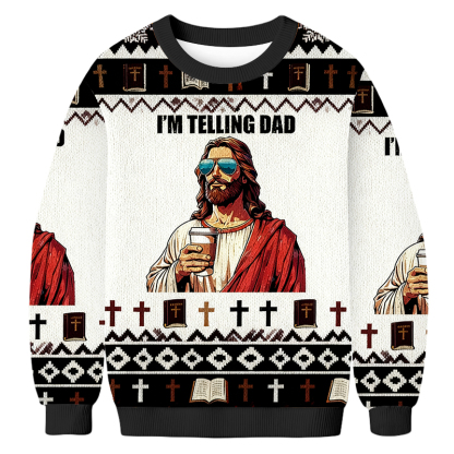 Baddiecat I'm Telling Dad Christmas Ugly Sweatshirt