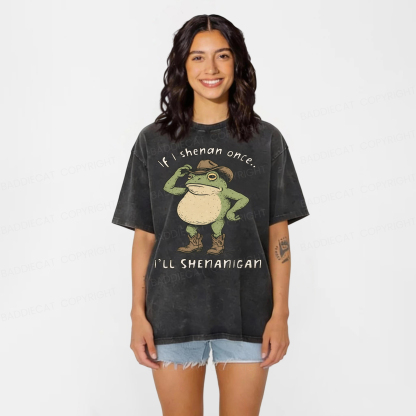 Baddiecat If I Shenan Once I'll Shenanigan Washed T-shirt