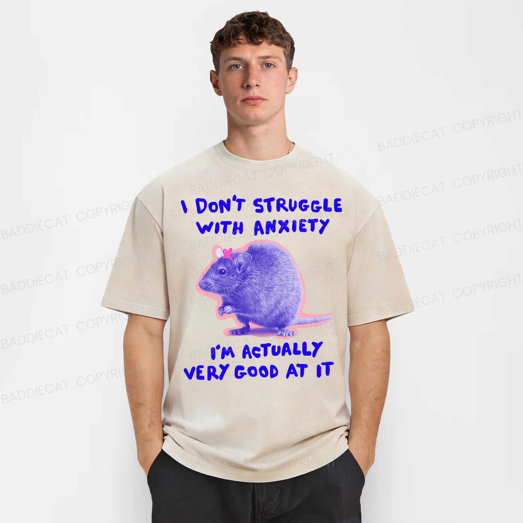 Baddiecat I Don't Struggle With Anxiety Washed T-shirt