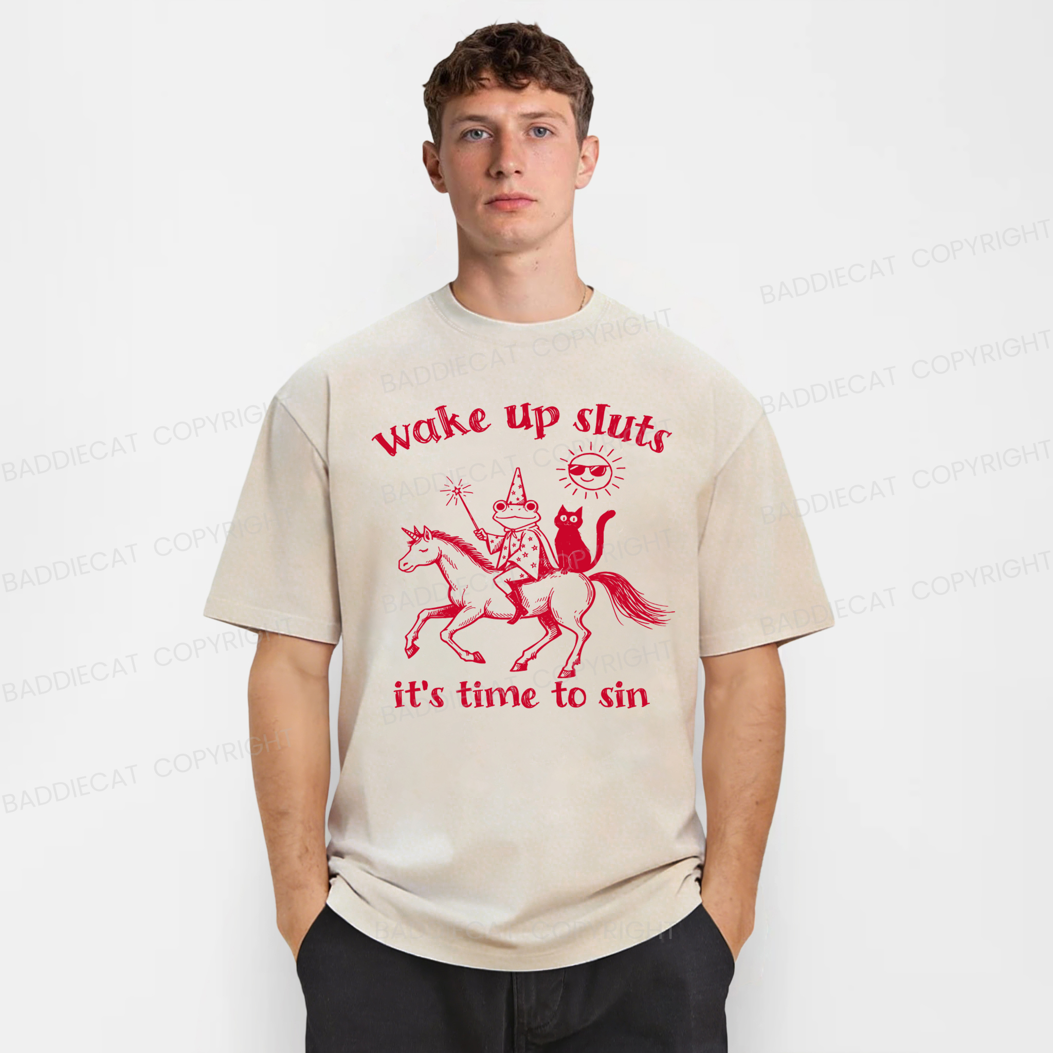 Baddiecat Wake Up Sluts Washed T-shirt