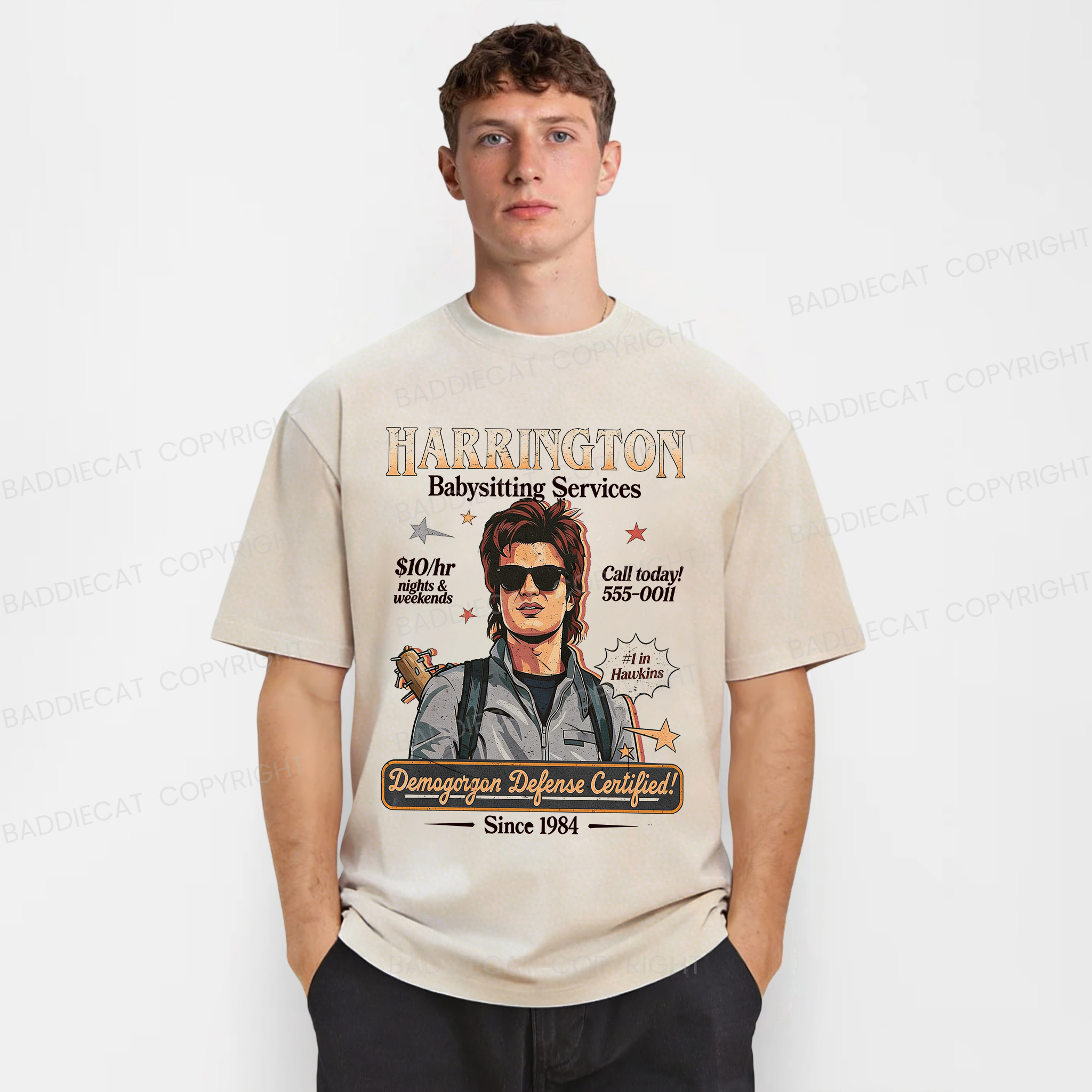 Baddiecat Babysitter Harrington Washed T-shirt