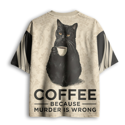 Baddiecat Can't Commit Murder So I'll Drink Coffee Mesh Jersey