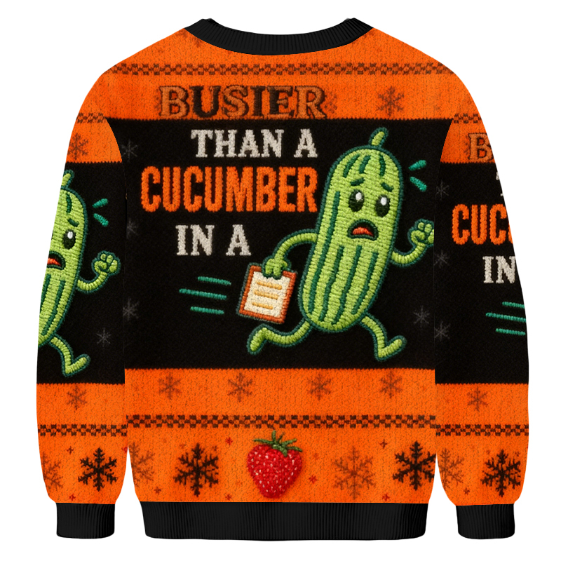 Baddiecat Humorous Cucumber Christmas Ugly Sweatshirt