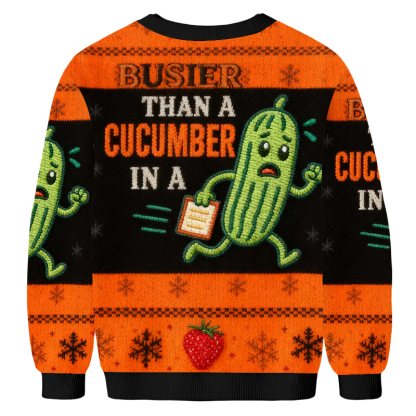 Baddiecat Humorous Cucumber Christmas Ugly Sweatshirt