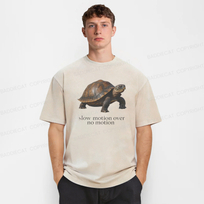 Baddiecat Slow Motion Over No Motion Turtle Washed T-shirt