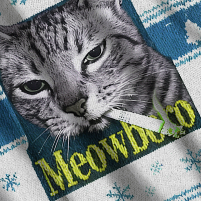 Baddiecat Smoking Meowboro Cat Christmas Ugly Sweatshirt