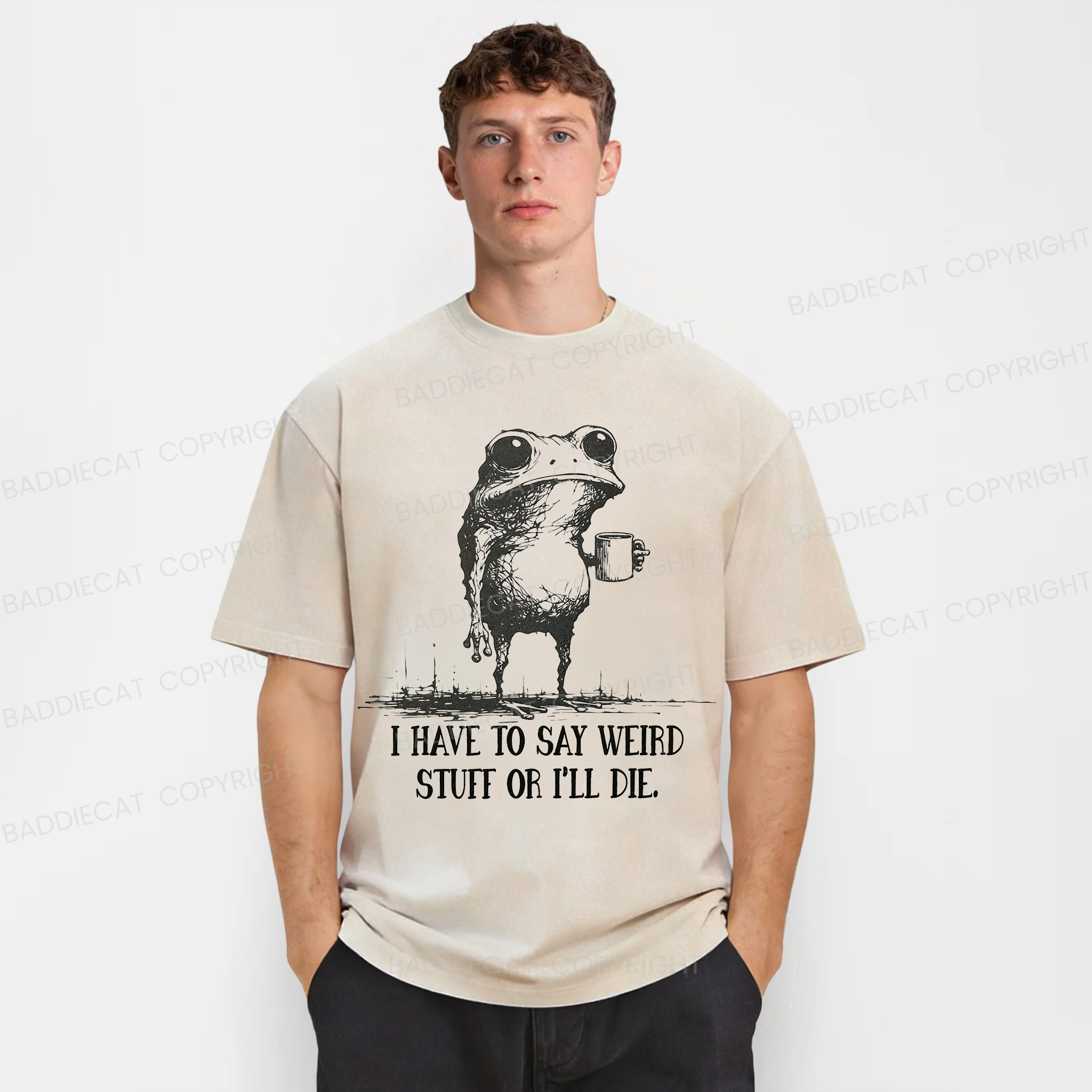 Baddiecat I Have To Say Weird Stuff Washed T-shirt