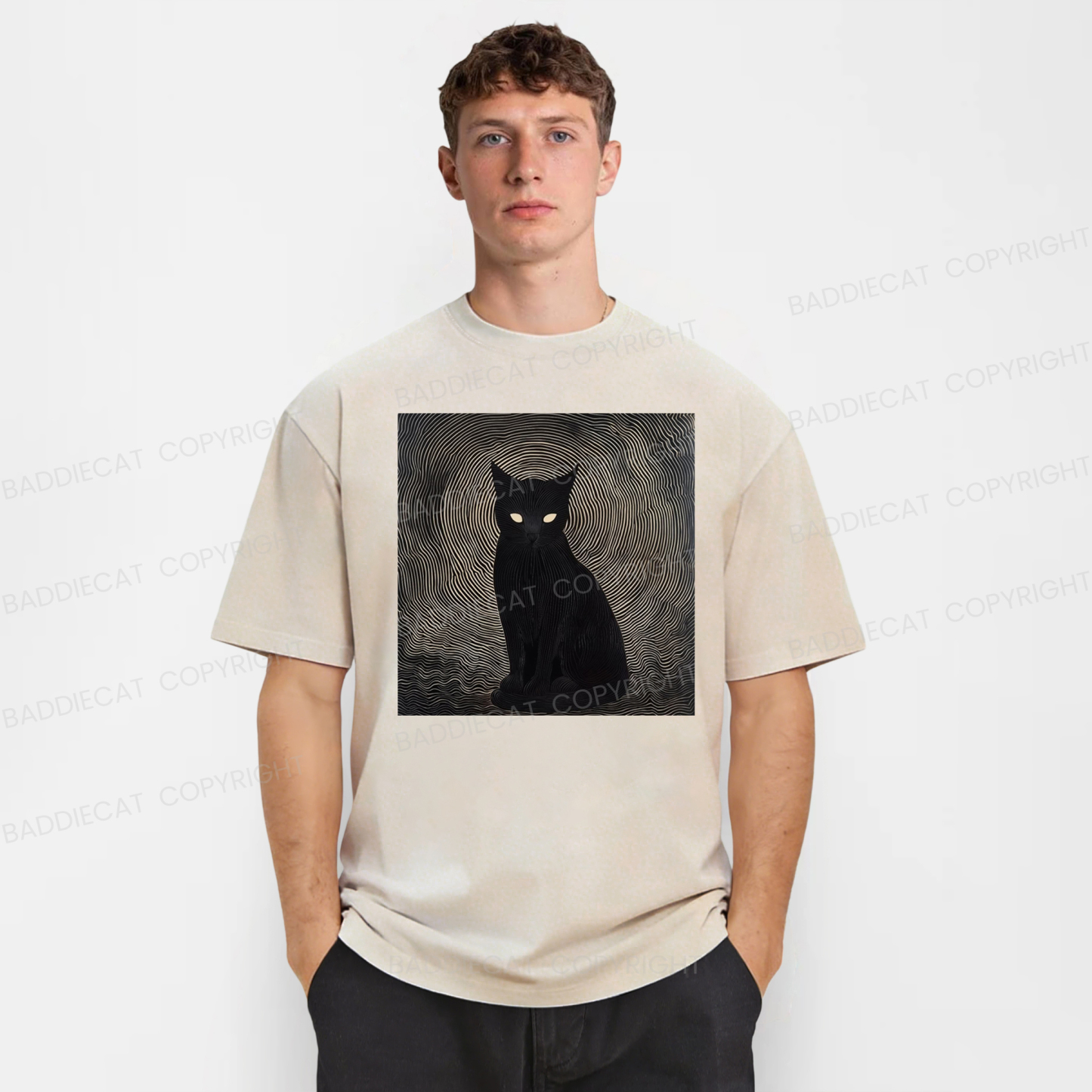 Baddiecat Japanese Cat  Vortex Washed T-shirt