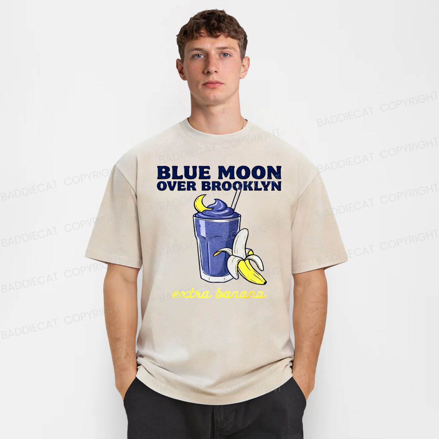 Baddiecat Heated Rivalry Blue Moon Over Brooklyn Extra Banana Washed T-shirt