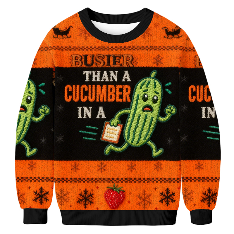 Baddiecat Humorous Cucumber Christmas Ugly Sweatshirt