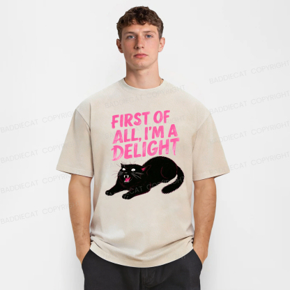 Baddiecat Roaring Black Cat Washed T-shirt