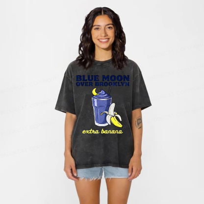 Baddiecat Heated Rivalry Blue Moon Over Brooklyn Extra Banana Washed T-shirt