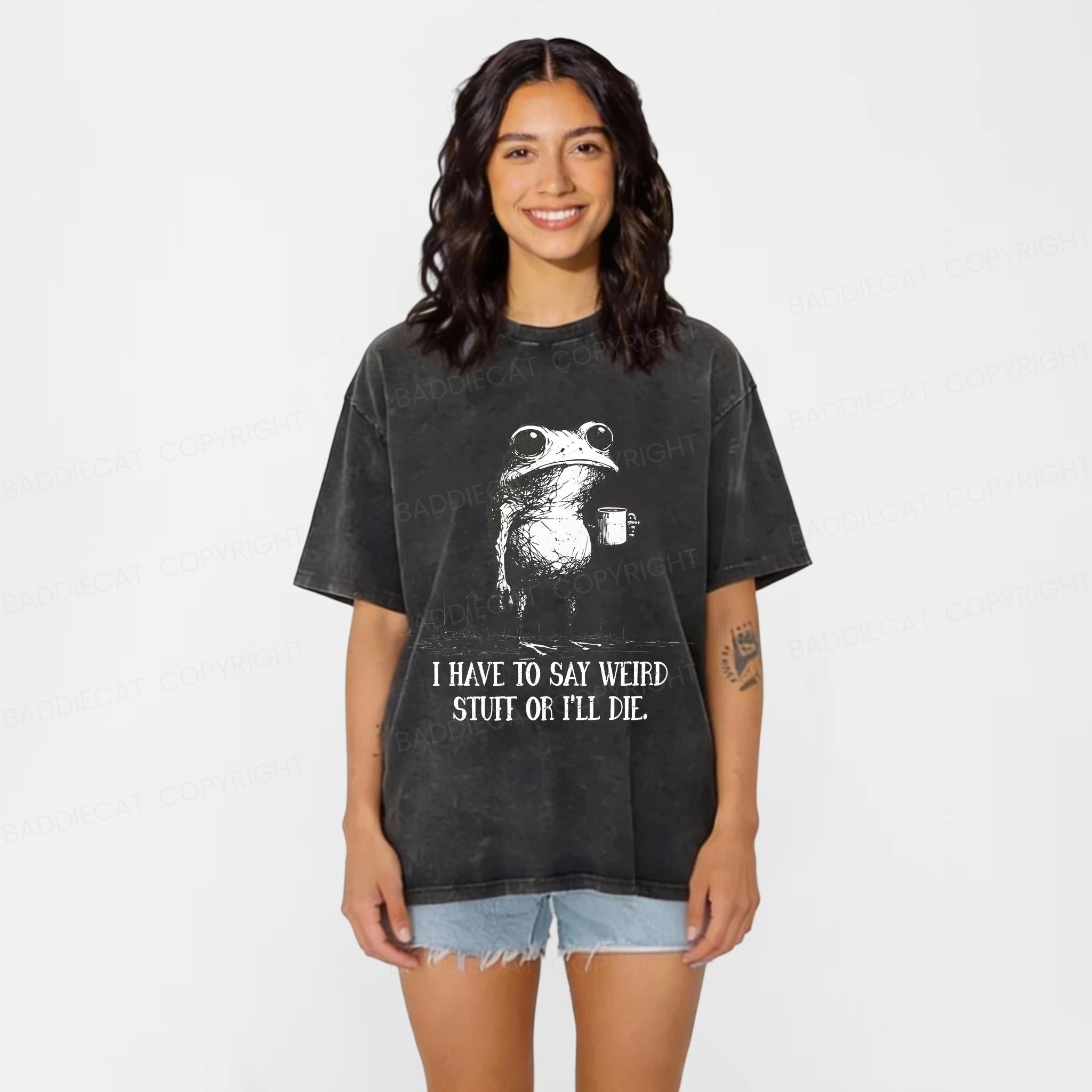 Baddiecat I Have To Say Weird Stuff Washed T-shirt