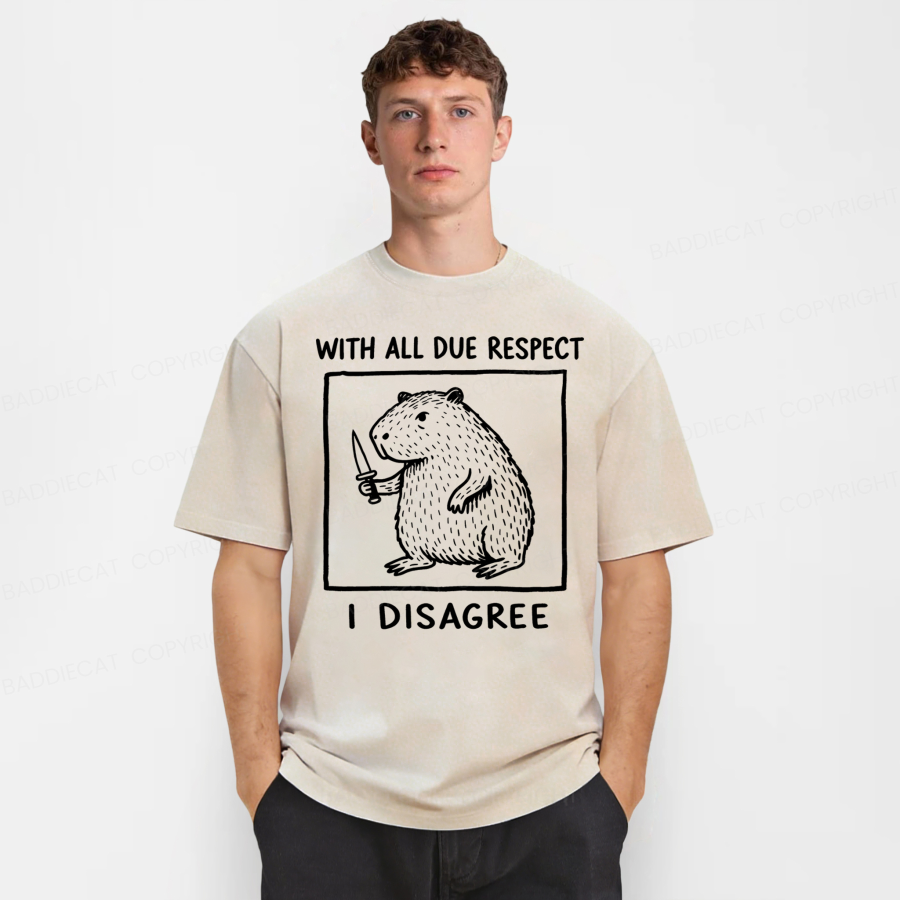 Baddiecat With All Due Respect I Disagree Washed T-shirt