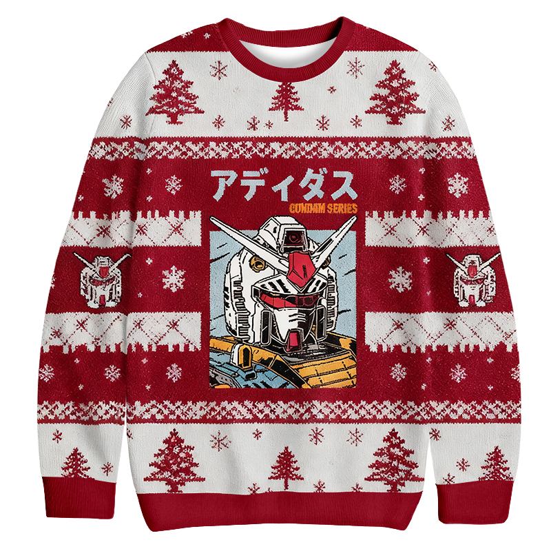 Baddiecat Adidas And Gundam Christmas Ugly Sweatshirt