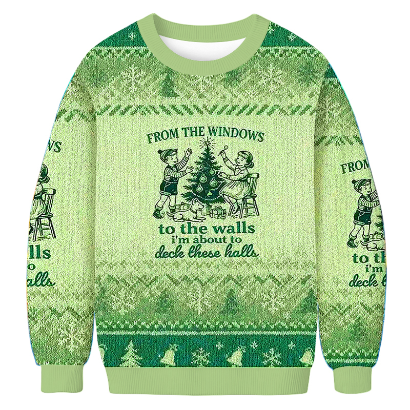 Baddiecat From Windows To Walls Deck These Halls Christmas Ugly Sweatshirt