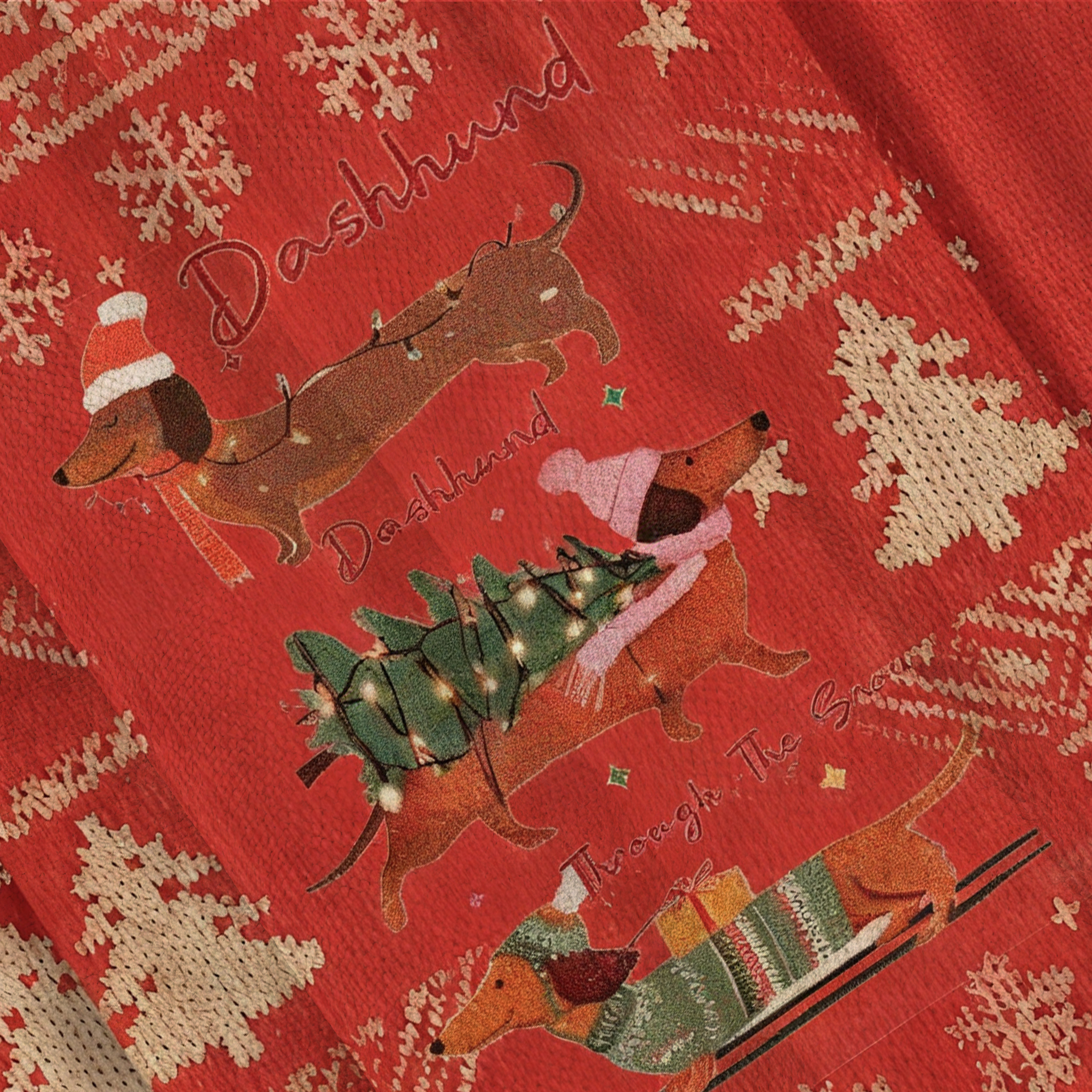 Baddiecat Dachshund Through The Snow Christmas Ugly Sweatshirt
