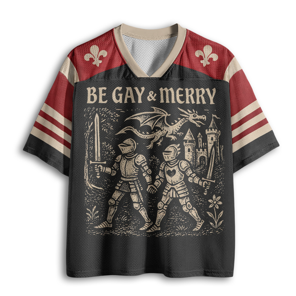 Baddiecat Funny Be Gay & Merry Medieval Mesh Jersey