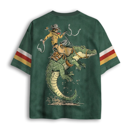 Baddiecat Cowboy Riding Alligator Mesh Jersey