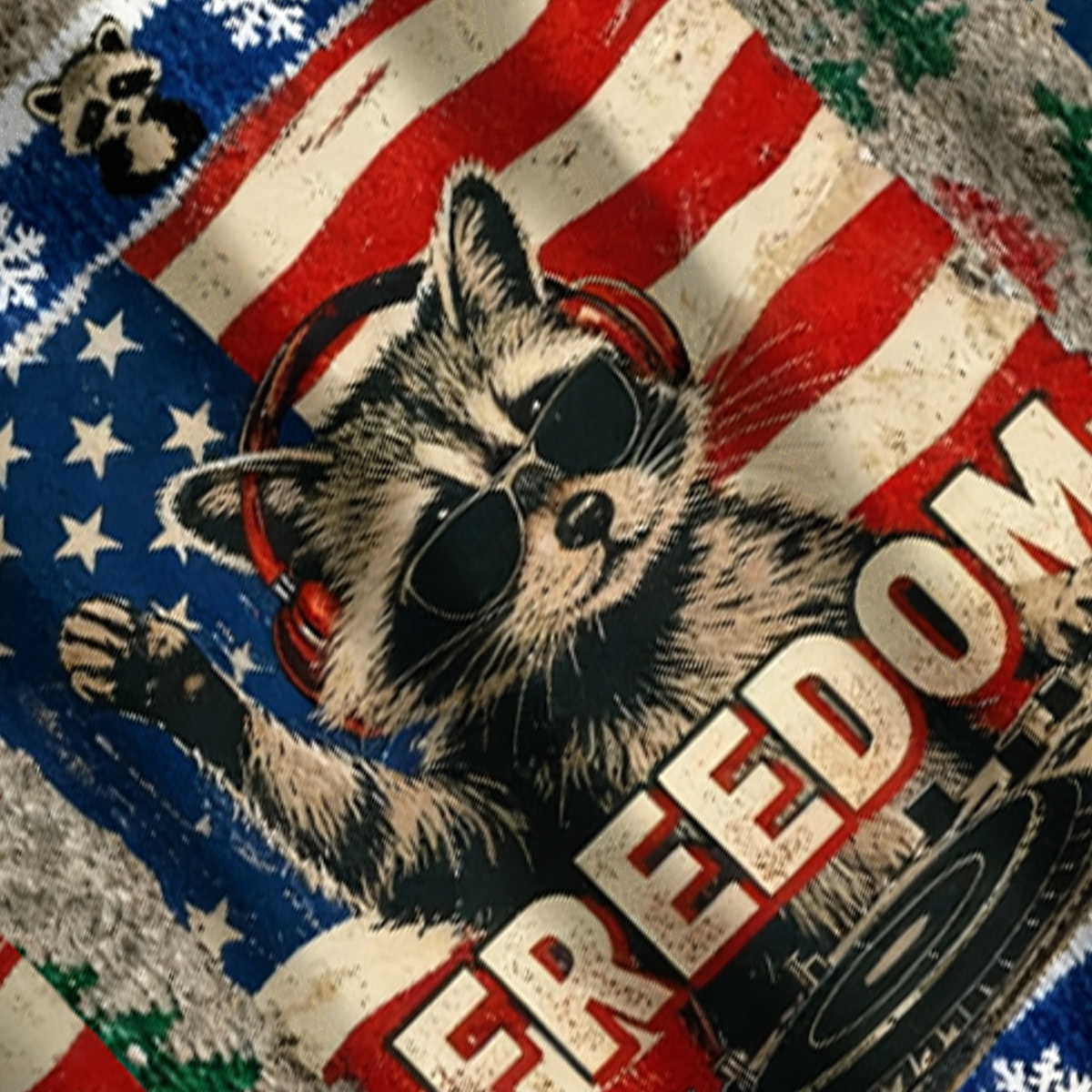 Baddiecat Raccoon Freedom Rock Christmas Ugly Sweatshirt