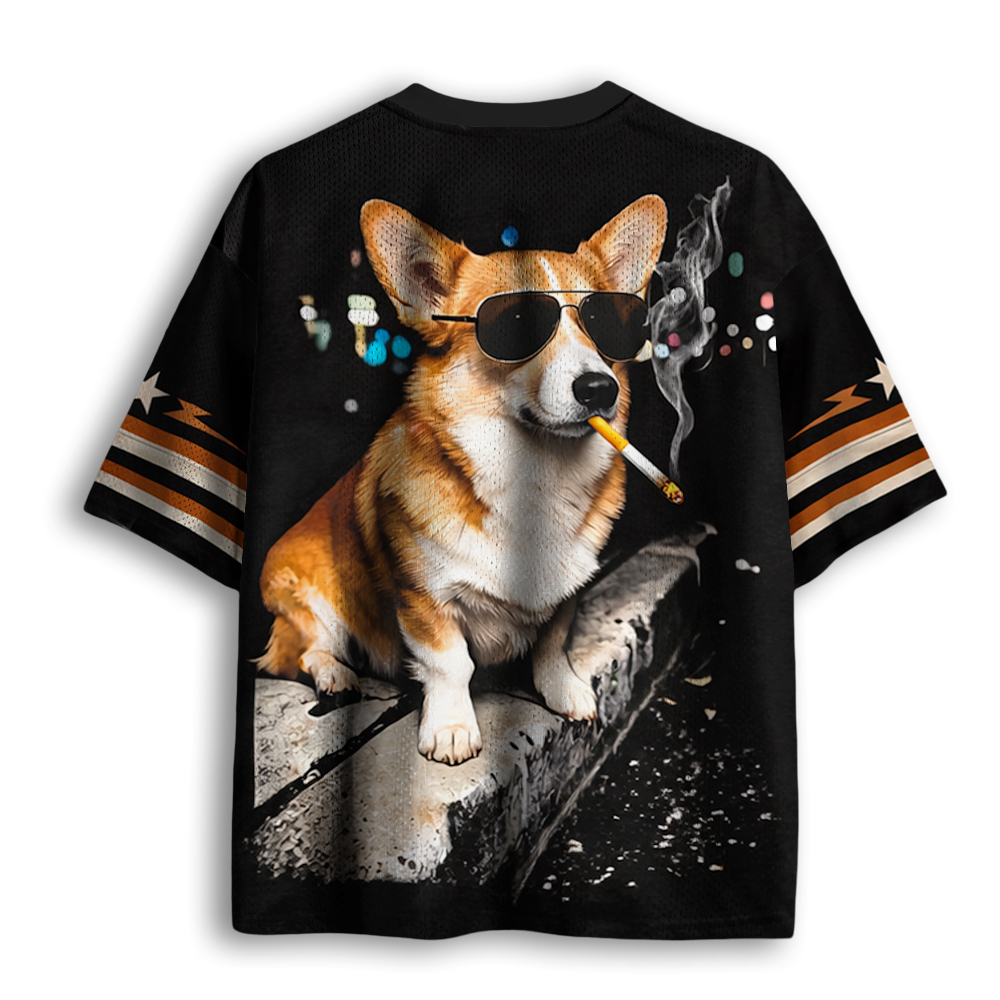 Baddiecat Corgi Dog Smoking Mesh Jersey