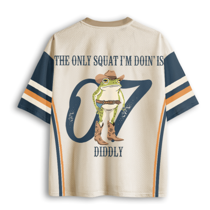 Baddiecat The Only Squat I'm Doin' Is Diddly Funny Cowboy Frog  Mesh Jersey