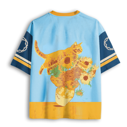 Baddiecat Van Gogh Cat Sunflower Mesh Jersey