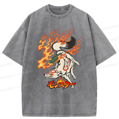 Baddiecat Tokyo Japanese-style Yokai Washed T-shirt