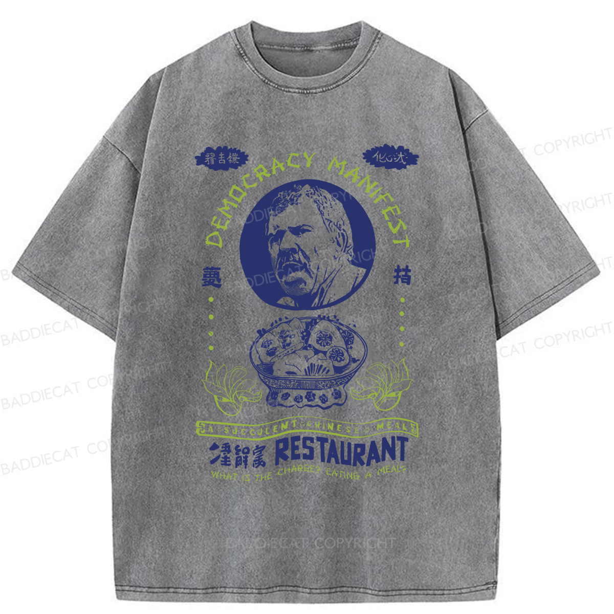Baddiecat Japanese Food Spoof Emojis Washed T-shirt