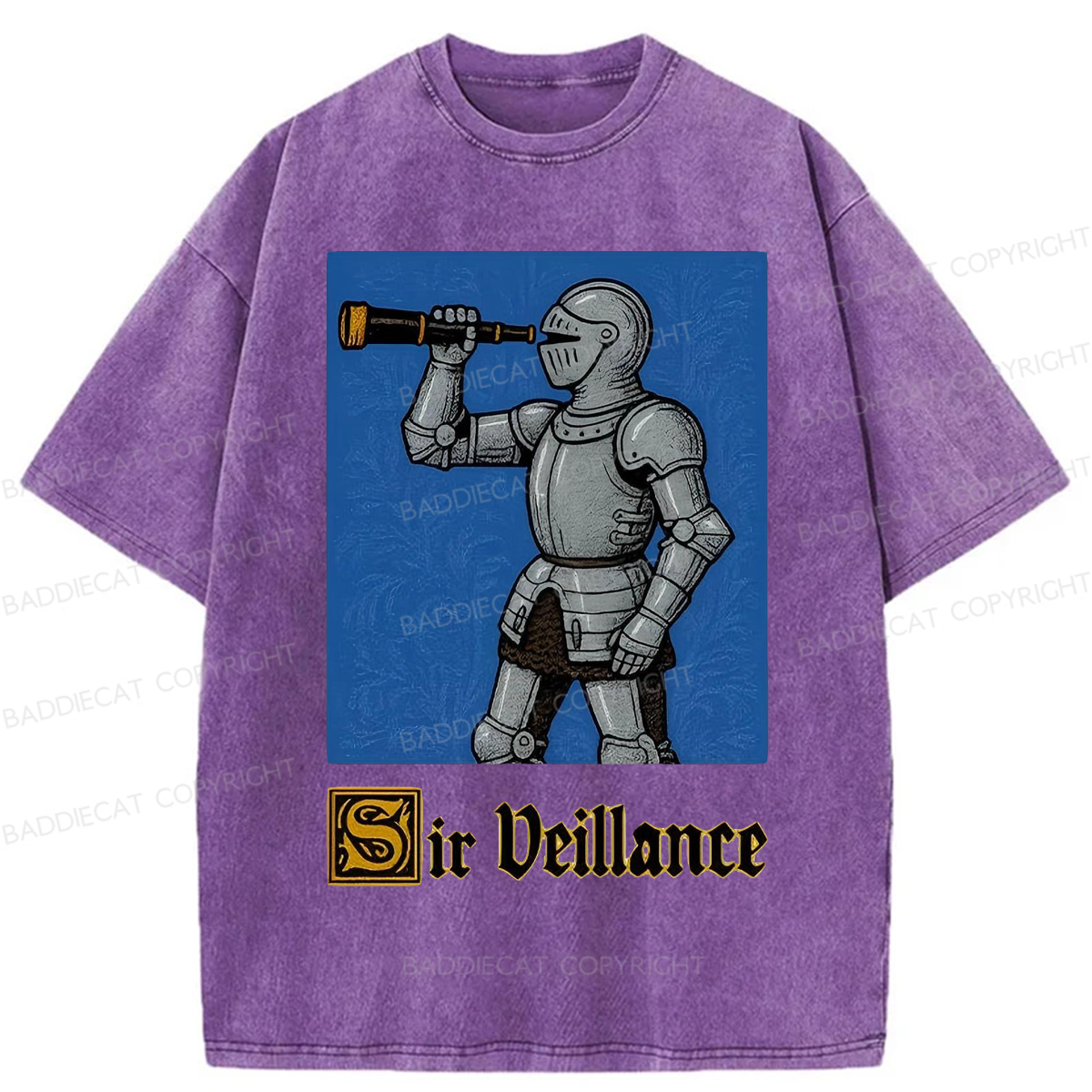 Baddiecat Sir Veillance Hand Drawn Washed T-shirt