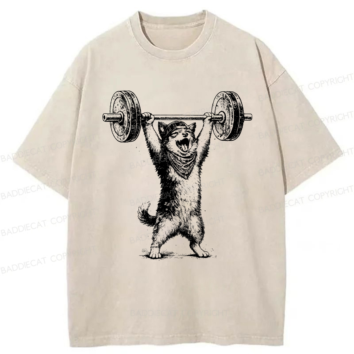 Baddiecat Husky Hercules Washed T-shirt