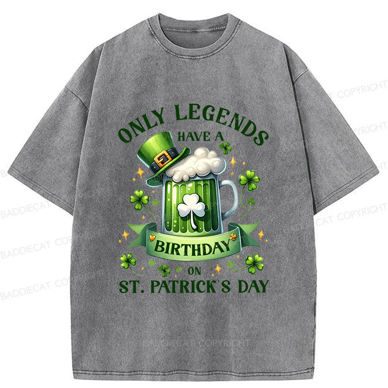 Baddiecat St. Patrick's Day Birthday Washed T-shirt