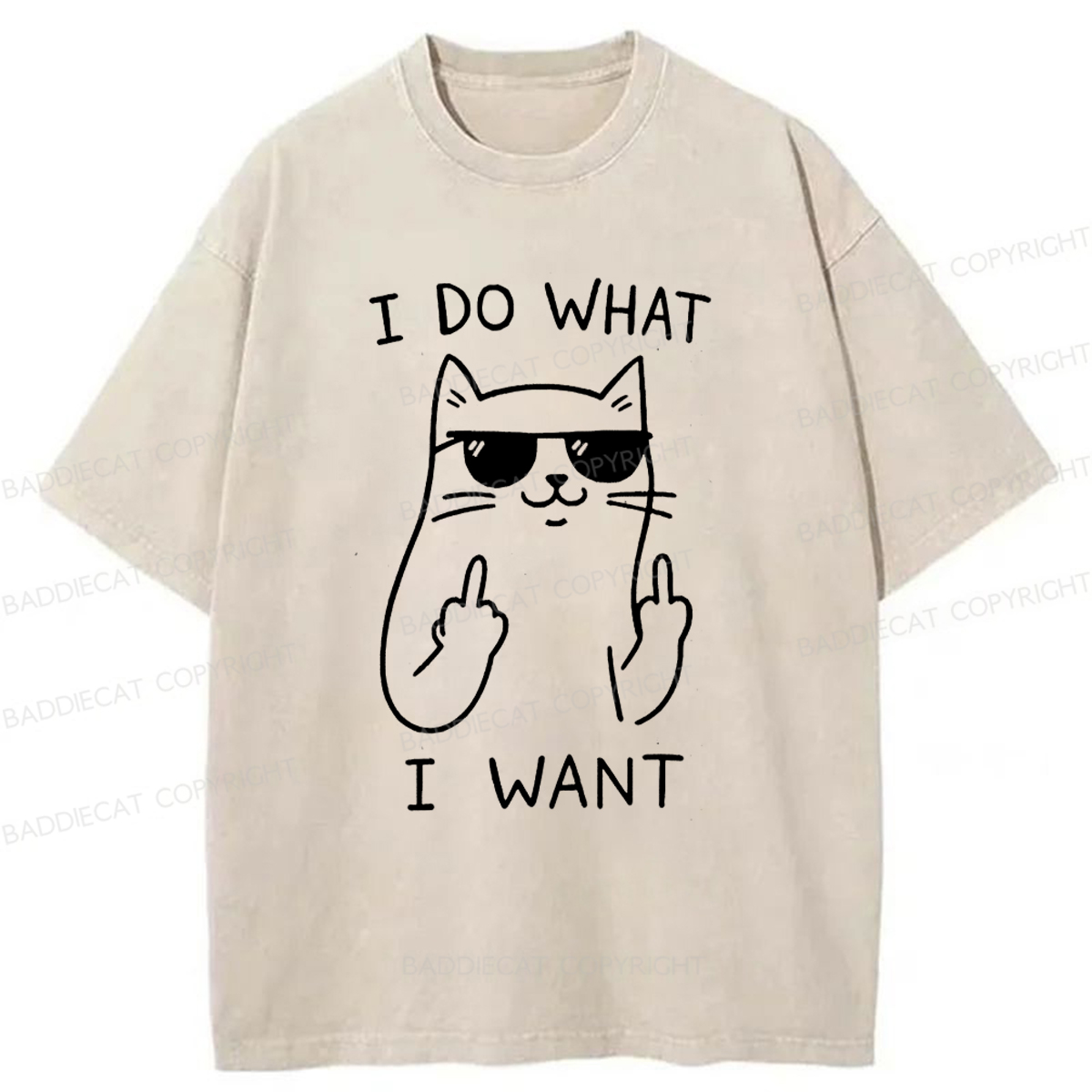 Baddiecat Cool Cat Washed T-shirt
