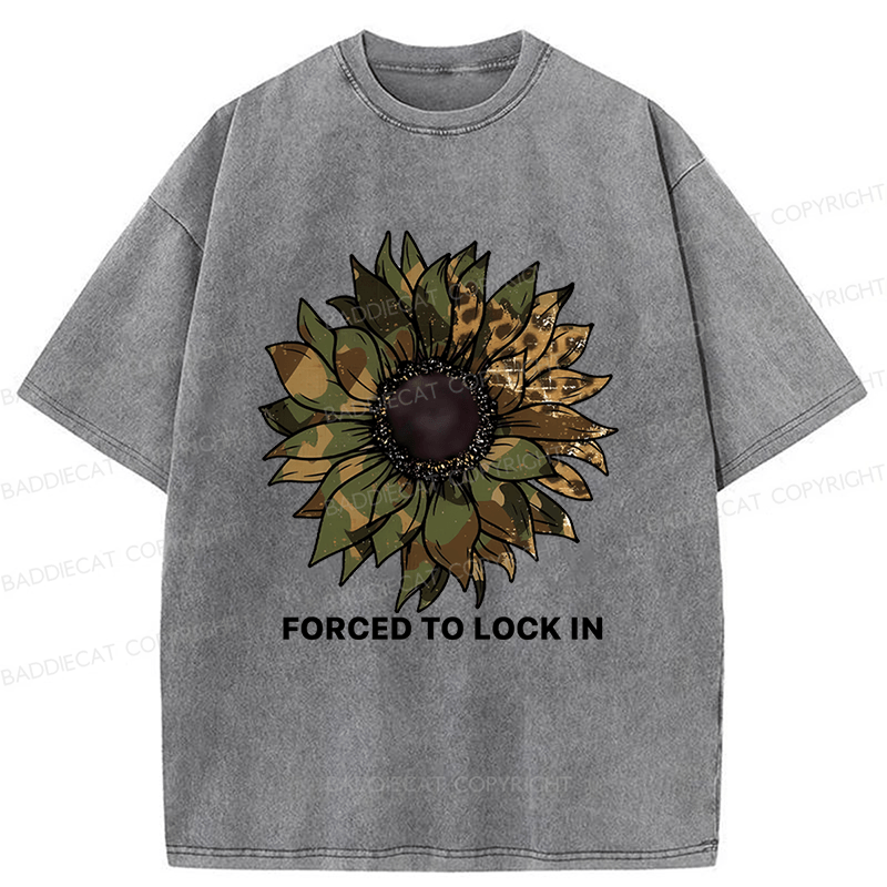 Baddiecat Camo Sunflower Washed T-shirt