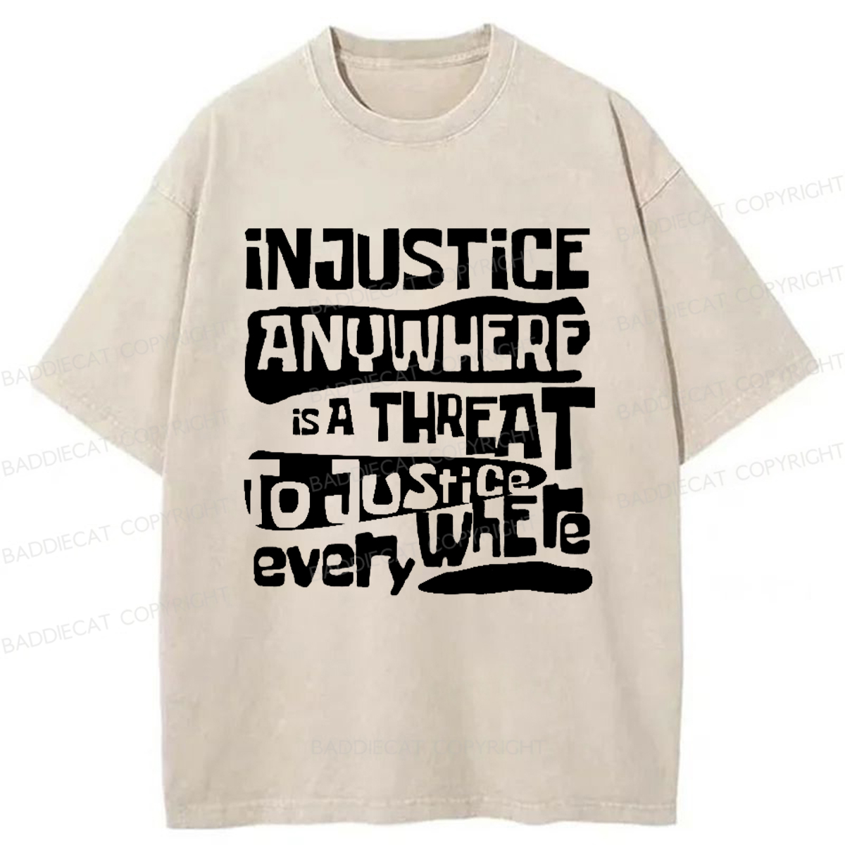 Baddiecat Fairness And Justice Washed T-shirt