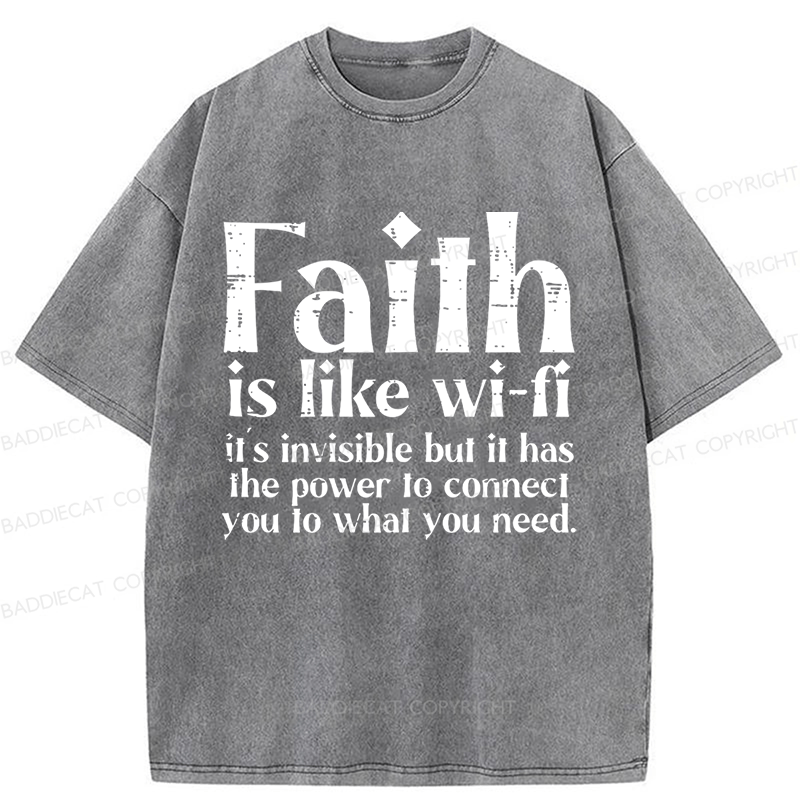 Baddiecat Jesus Christian Faith Washed T-shirt