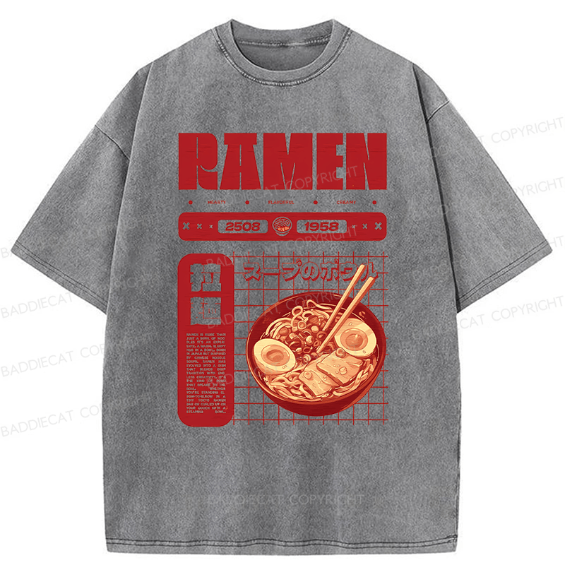 Baddiecat Ramen Washed T-shirt