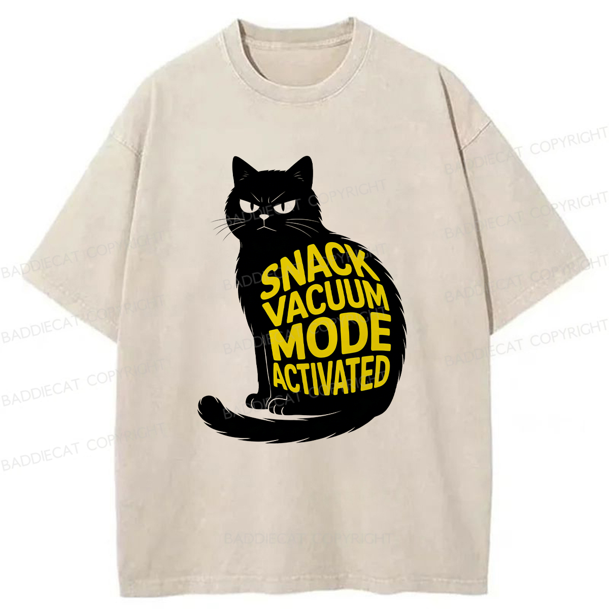 Baddiecat Snack Vacuum Mode Activated Washed T-Shirt