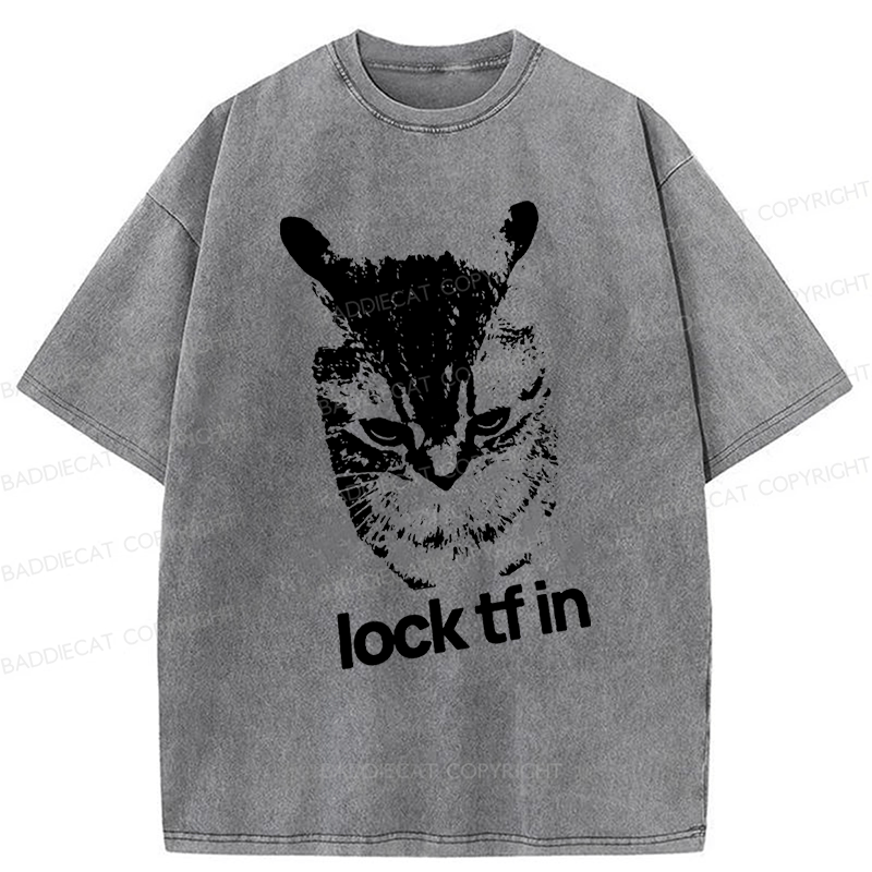 Baddiecat Cat Lock Tf In Washed T-Shirt