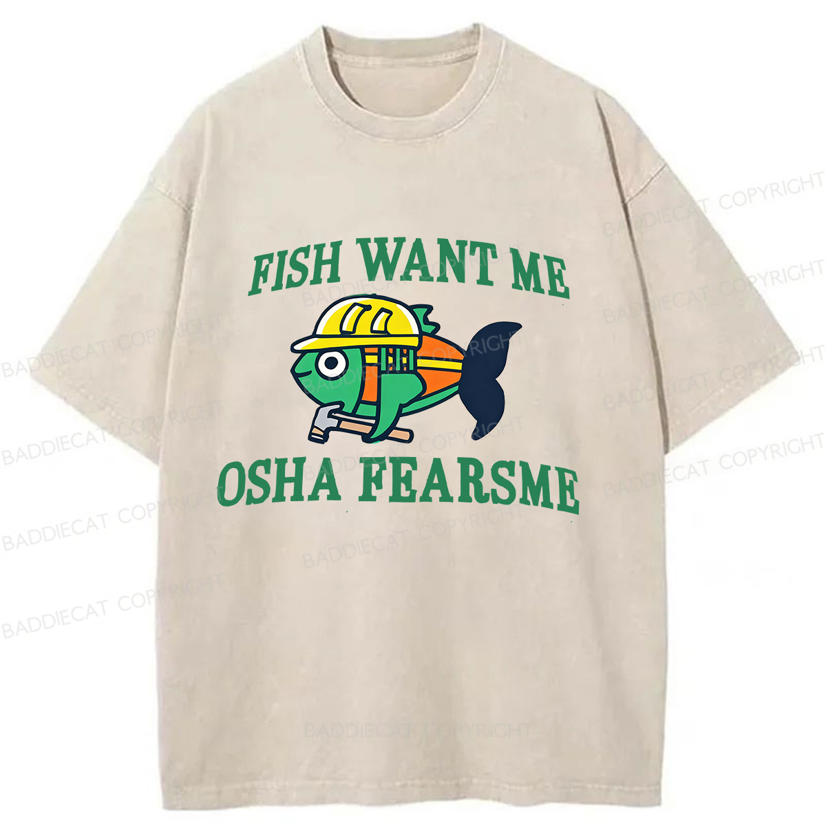 Baddiecat Charming Safe Fish Washed T-shirt