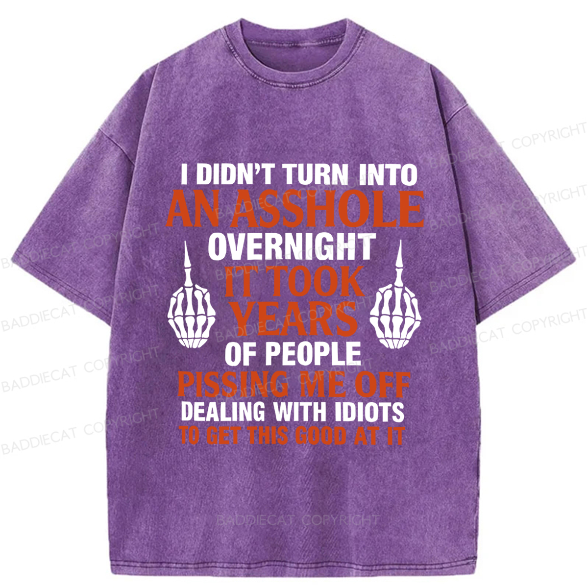 Baddiecat Funny Slogans Washed T-shirt