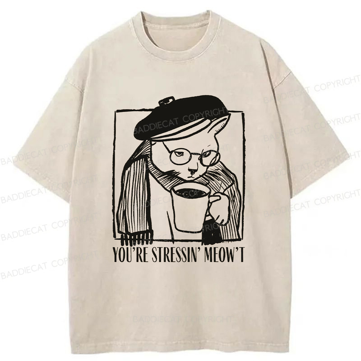 Baddiecat Grumpy Cat Washed T-shirt