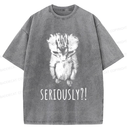Baddiecat Seriously Cat Washed T-shirt