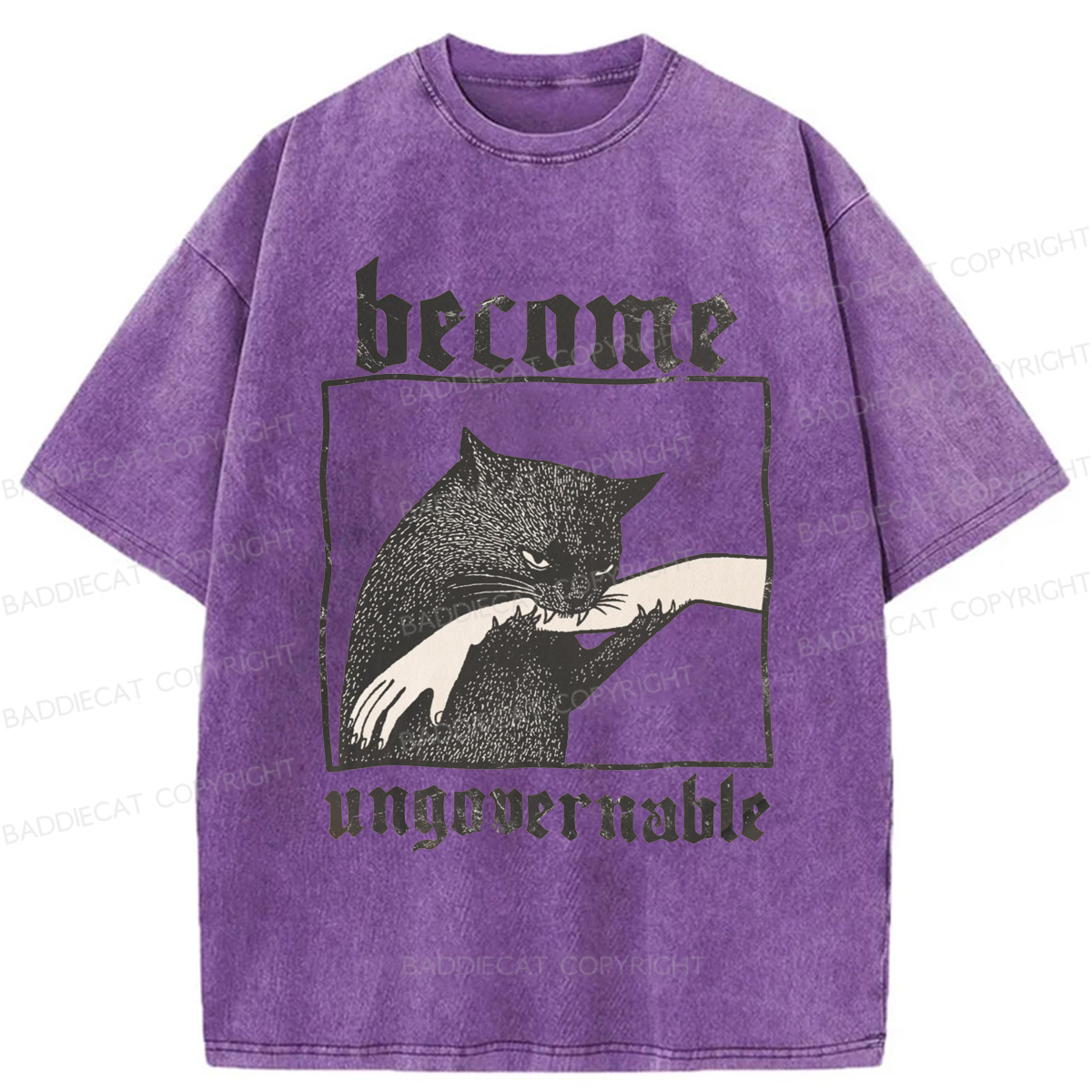 Baddiecat Funny Silly Cats Washed T-shirt