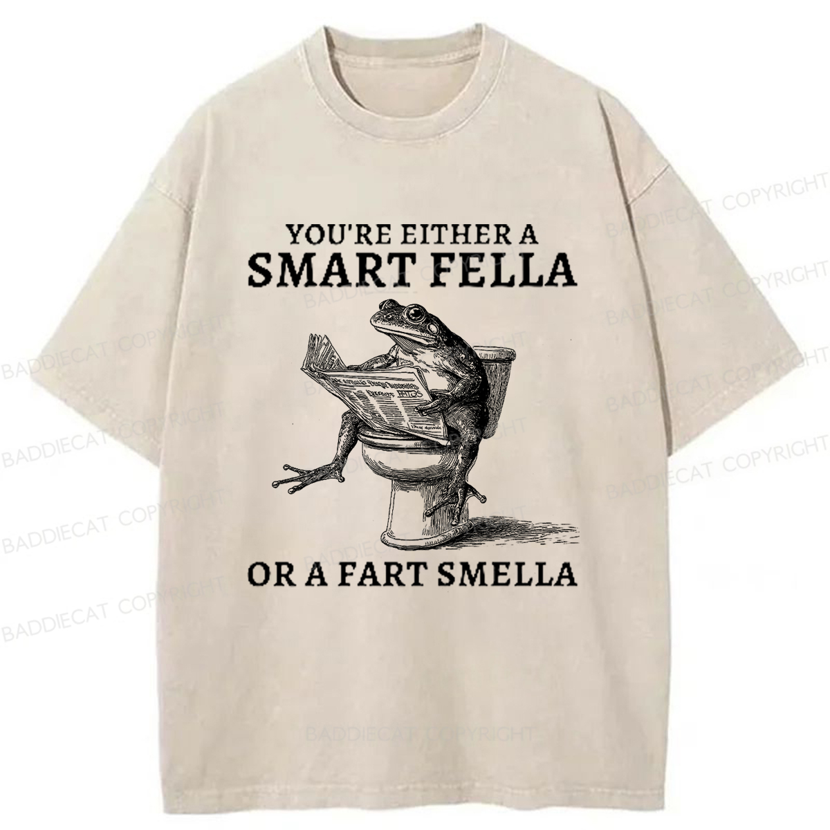 Baddiecat The Conceited Frog On The Toilet Washed T-shirt