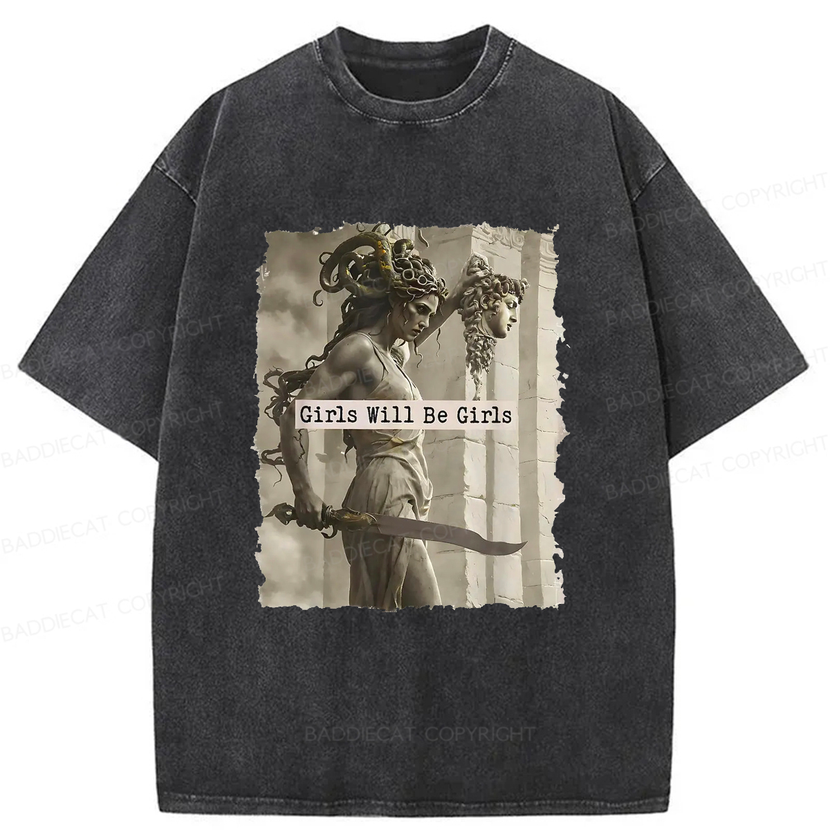 Baddiecat Goddess Medusa Washed T-shirt