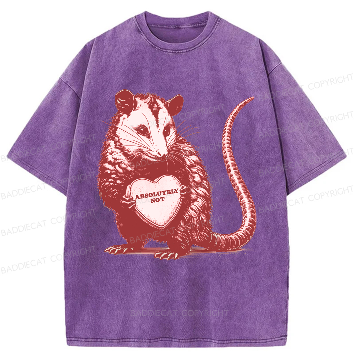 Baddiecat Absolutely Not Opossum Meme Washed T-shirt