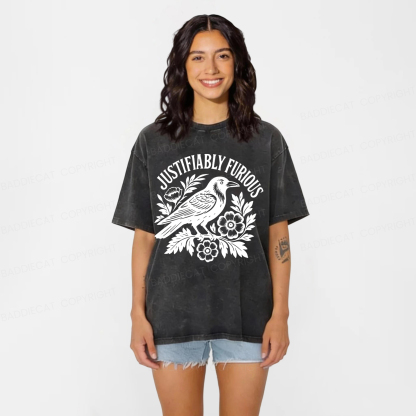 Baddiecat Justifiably Furious Raven Washed T-shirt