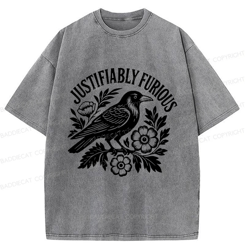 Baddiecat Justifiably Furious Raven Washed T-shirt